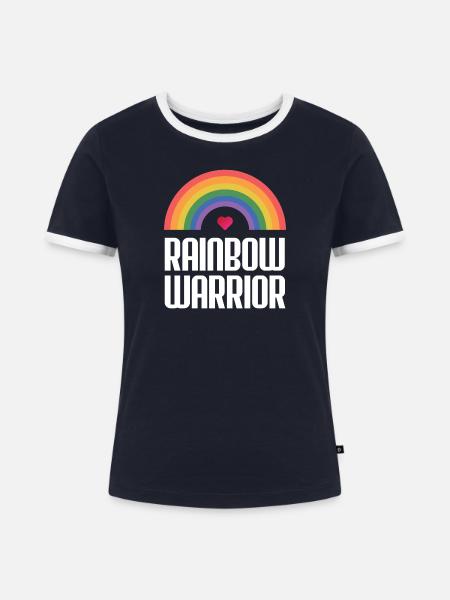 LGBTQ-Pride-Monat - Rainbow Warrior - Frauen Kontrast-T-Shirt - Navy/Weiß