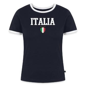 Italien - Frauen Kontrast-T-Shirt - Navy/Weiß  - Vorne - AI Model Female 172 light (172cm)