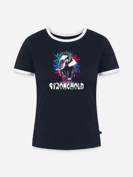 Elefant - Frauen Kontrast-T-Shirt - Navy/Weiß 