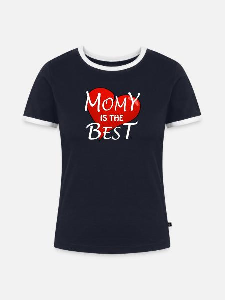 MOMY IS THE BEST - Frauen Kontrast-T-Shirt - Navy/Weiß 