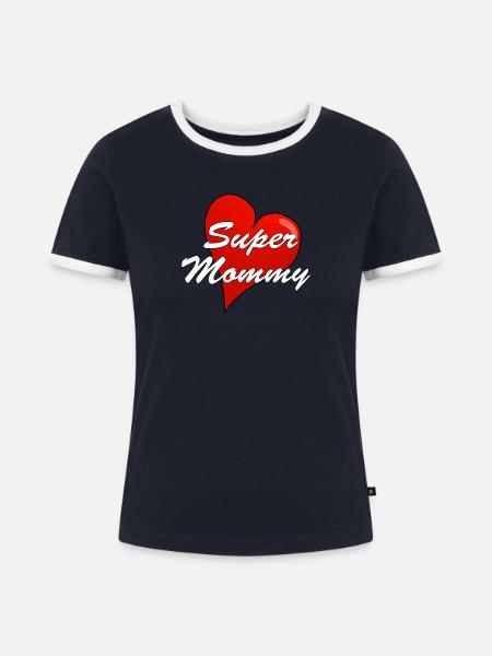 SUPER MOMMY - Frauen Kontrast-T-Shirt - Navy/Weiß