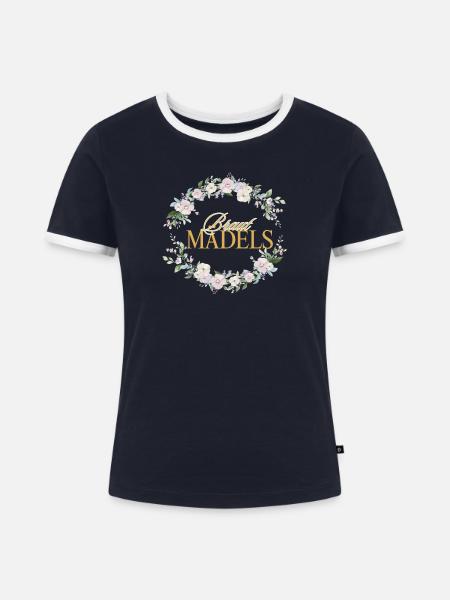 Braut Mädels! Personalisierbar - Frauen Kontrast-T-Shirt - Navy/Weiß