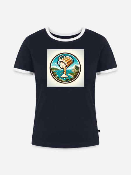 Mallorca & Bier! - Frauen Kontrast-T-Shirt - Navy/Weiß