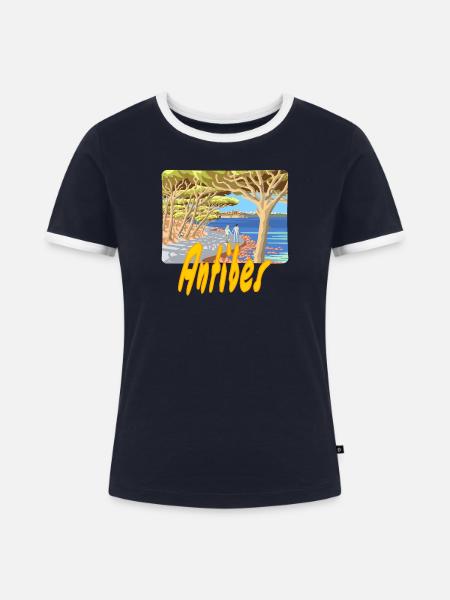 Antibes - Frauen Kontrast-T-Shirt - Navy/Weiß 
