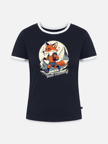 Trailrunning - Frauen Kontrast-T-Shirt - Navy/Weiß 