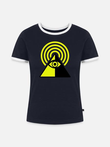 Pyramide Eye - Frauen Kontrast-T-Shirt - Navy/Weiß 
