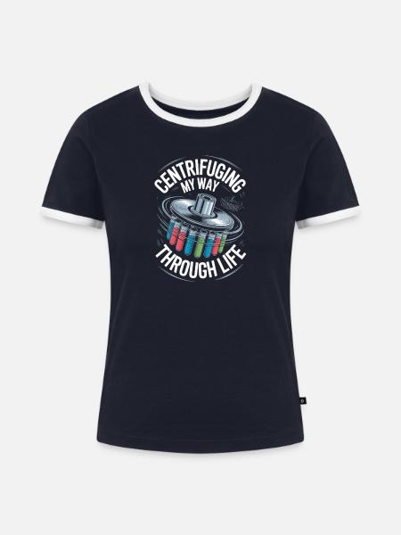 Zentrifugierend durchs Leben - Frauen Kontrast-T-Shirt - Navy/Weiß