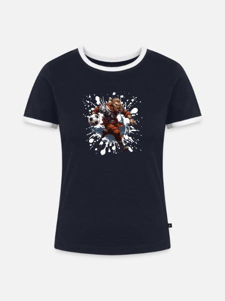 Wikinger Fussball Team - Frauen Kontrast-T-Shirt - Navy/Weiß