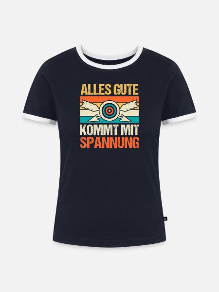 Bogenschütze Bogensport Bogenschießen - Frauen Kontrast-T-Shirt - Navy/Weiß 