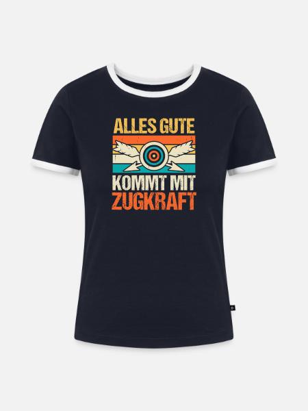 Bogenschütze Bogensport Bogenschießen - Frauen Kontrast-T-Shirt - Navy/Weiß
