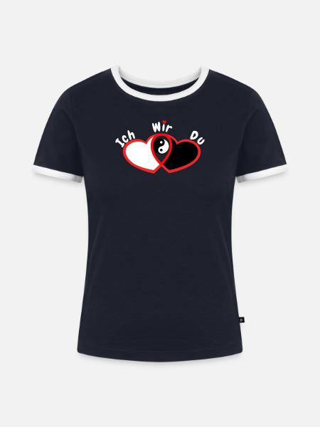Liebespaar - Frauen Kontrast-T-Shirt - Navy/Weiß 