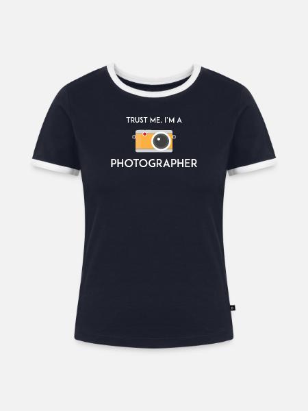 Vertrau mir, ich bin Fotograf - Frauen Kontrast-T-Shirt - Navy/Weiß