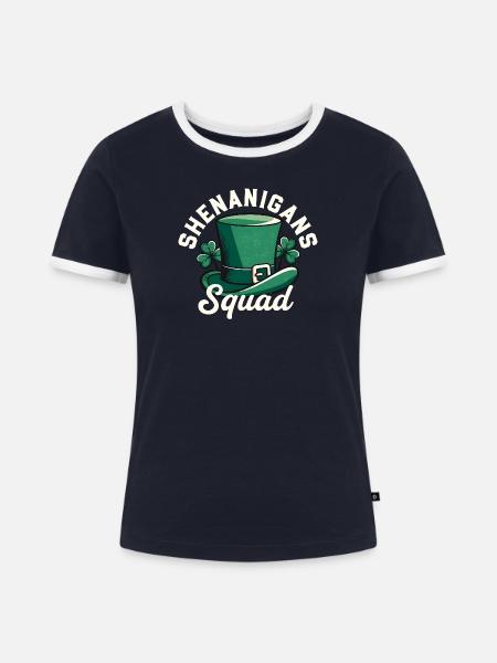 Shenanigans Squad Leprechaun-Hut - Frauen Kontrast-T-Shirt - Navy/Weiß