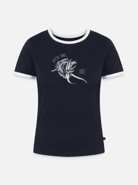 Nacktschnecke – little beauty - Frauen Kontrast-T-Shirt - Navy/Weiß