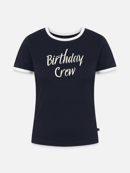 Birthday Crew - Frauen Kontrast-T-Shirt - Navy/Weiß