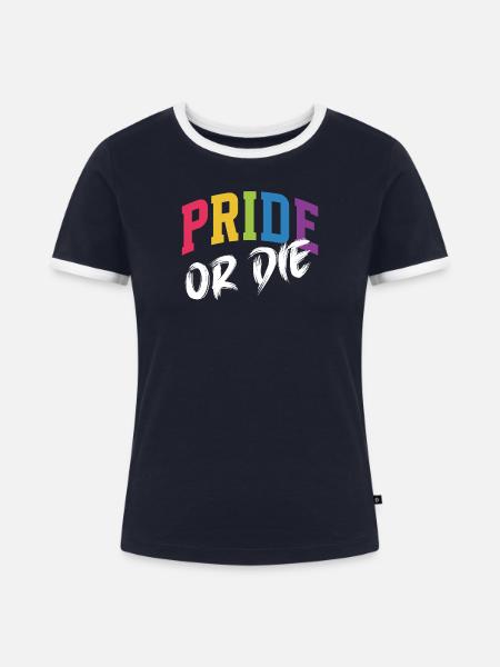 LGBT-Pride-Monat – Pride or Die - Frauen Kontrast-T-Shirt - Navy/Weiß