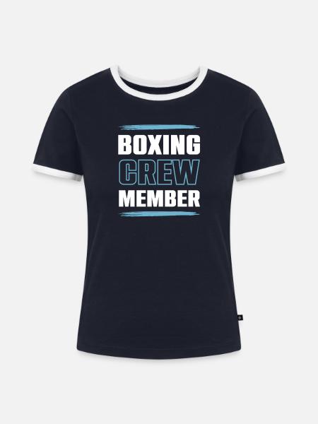 Boxing Crew - Frauen Kontrast-T-Shirt - Navy/Weiß