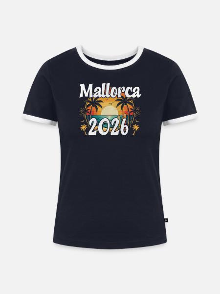 Mallorca 2026 - Frauen Kontrast-T-Shirt - Navy/Weiß
