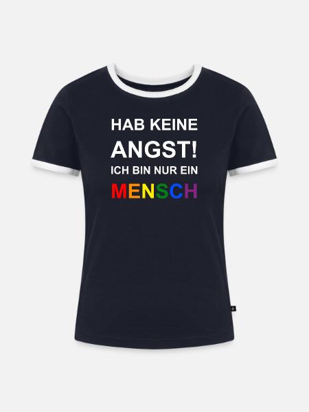 Nur ein Mensch - Frauen Kontrast-T-Shirt - Navy/Weiß