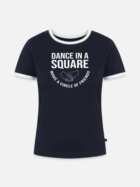Square Dance - Frauen Kontrast-T-Shirt - Navy/Weiß 