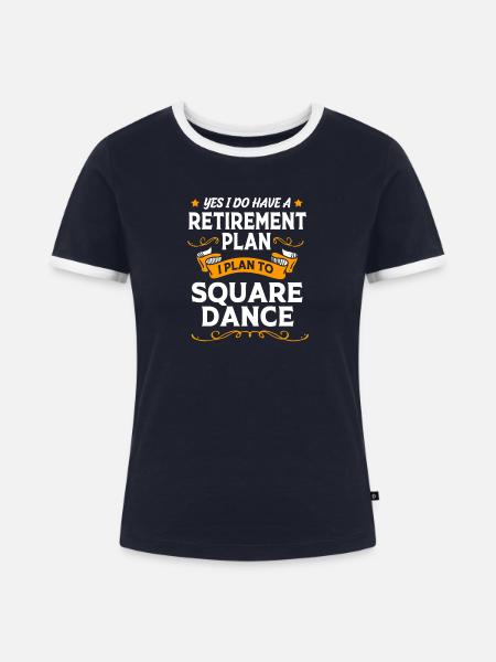 Square Dance - Frauen Kontrast-T-Shirt - Navy/Weiß