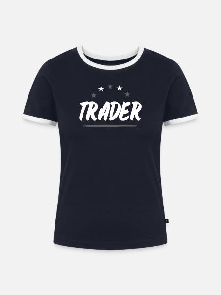 Trader Beruf - Frauen Kontrast-T-Shirt - Navy/Weiß