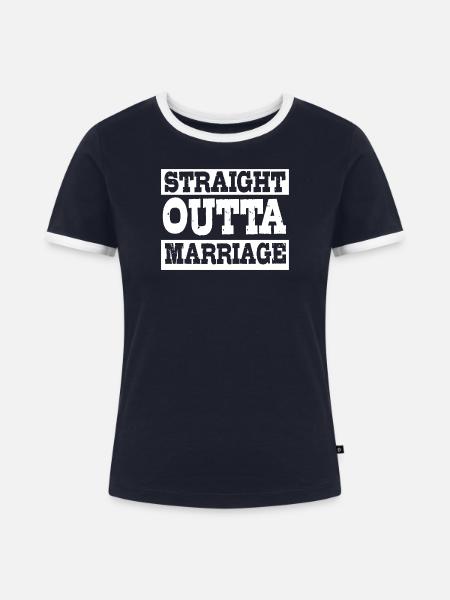 Scheidung - Frauen Kontrast-T-Shirt - Navy/Weiß