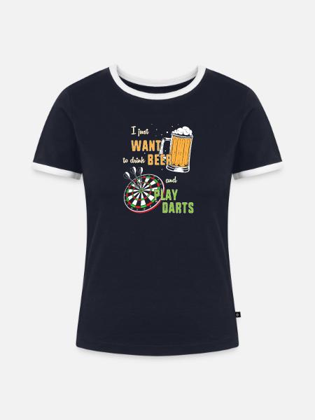 Dart Dartboard Dartpfeil - Frauen Kontrast-T-Shirt - Navy/Weiß 