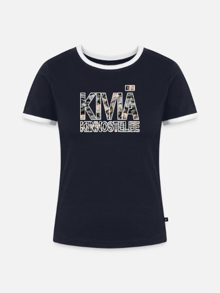 Die Steine sind interessiert an - Frauen Kontrast-T-Shirt - Navy/Weiß