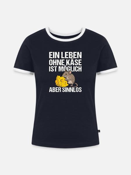Käse Maus Liebhaber - Frauen Kontrast-T-Shirt - Navy/Weiß