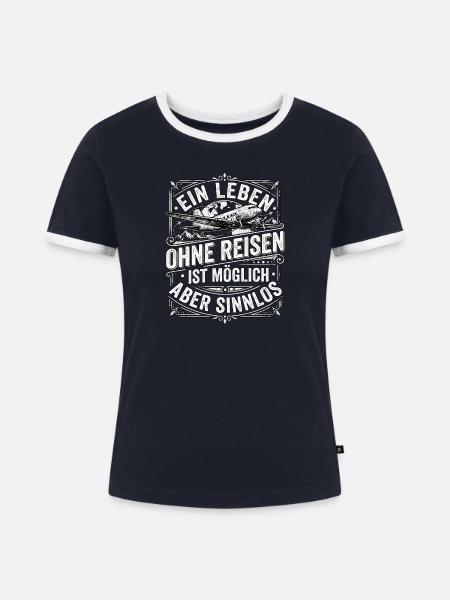 Reisen Liebhaber - Frauen Kontrast-T-Shirt - Navy/Weiß