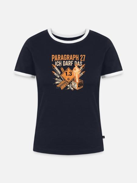 Pyrotechnik 27er Schein - Frauen Kontrast-T-Shirt - Navy/Weiß