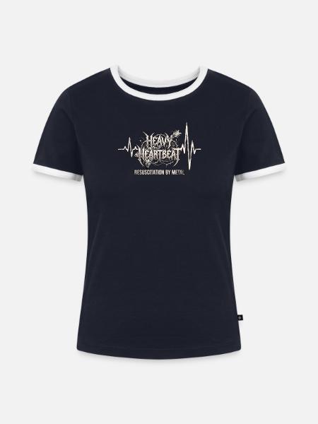 Heartbeat Heavy Metal - Frauen Kontrast-T-Shirt - Navy/Weiß 