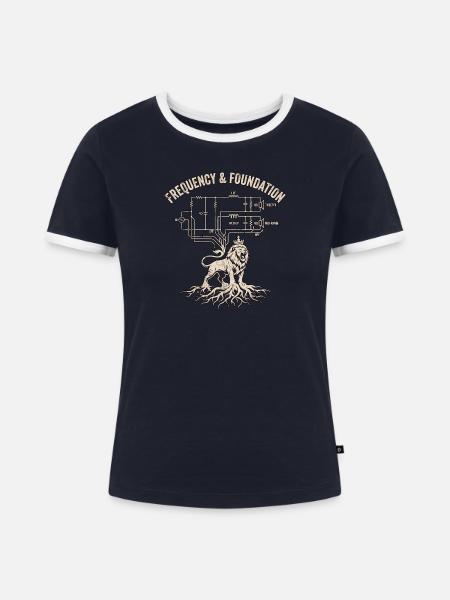 Dub Reggae Soundsystem - Frauen Kontrast-T-Shirt - Navy/Weiß 