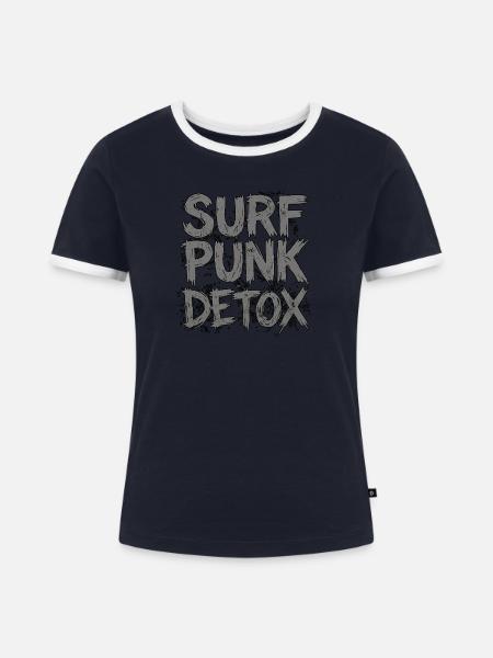 Surf Punk Detox - Frauen Kontrast-T-Shirt - Navy/Weiß
