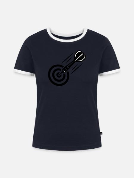 Fliegender Dartpfeil Icon - Frauen Kontrast-T-Shirt - Navy/Weiß 