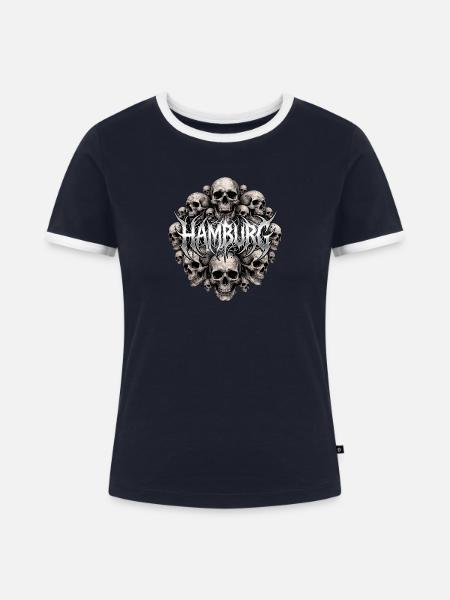 Hamburg Heavy Metal - Frauen Kontrast-T-Shirt - Navy/Weiß 
