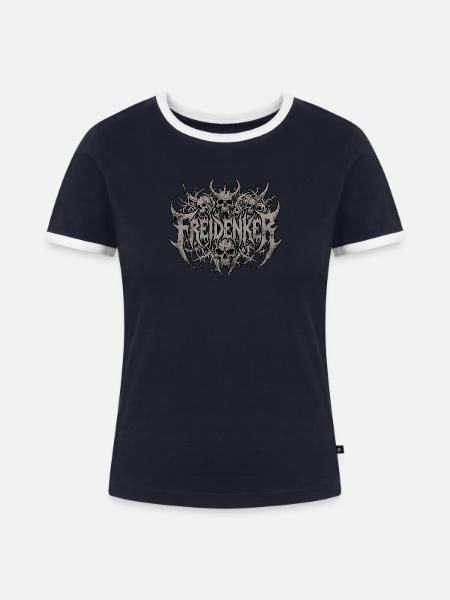 Heavy Metal Freidenker - Frauen Kontrast-T-Shirt - Navy/Weiß 