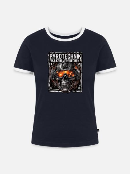 Pyro Ist Kein Verbrechen - Frauen Kontrast-T-Shirt - Navy/Weiß