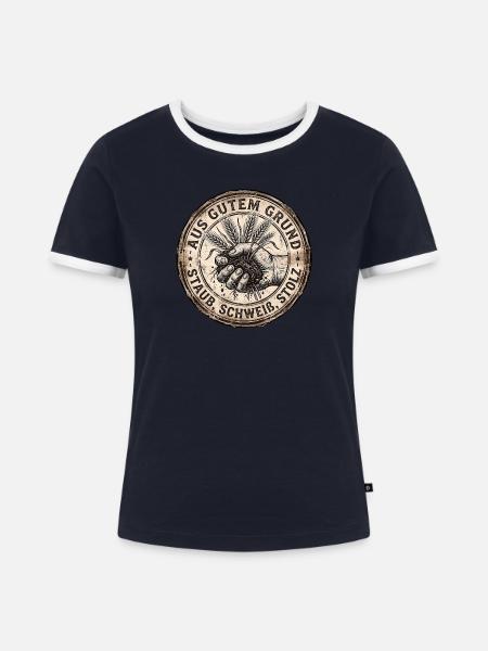 Stolzer Landwirt - Frauen Kontrast-T-Shirt - Navy/Weiß 
