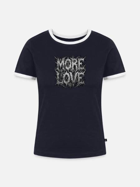 More Love Heavy Metal - Frauen Kontrast-T-Shirt - Navy/Weiß 