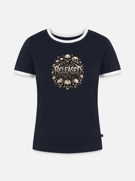 Death Metal Released - Frauen Kontrast-T-Shirt - Navy/Weiß