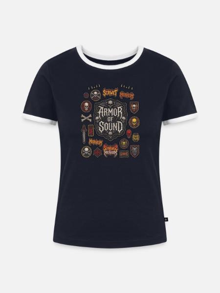 Armor of Sound Patch - Frauen Kontrast-T-Shirt - Navy/Weiß
