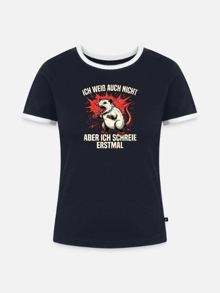 Schrei Ratte - Frauen Kontrast-T-Shirt - Navy/Weiß 