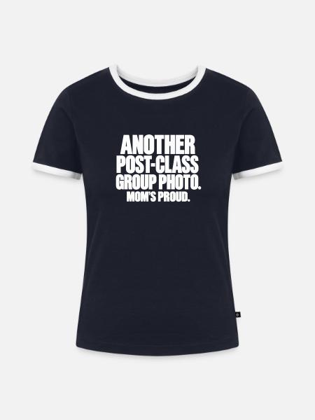 NoBS Grappling – Post-Class Group Photo - Frauen Kontrast-T-Shirt - Navy/Weiß
