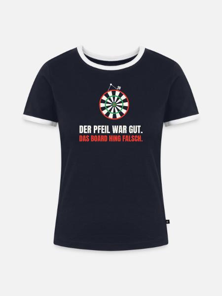 Dart Ausrede: Das Board hing falsch - Frauen Kontrast-T-Shirt - Navy/Weiß
