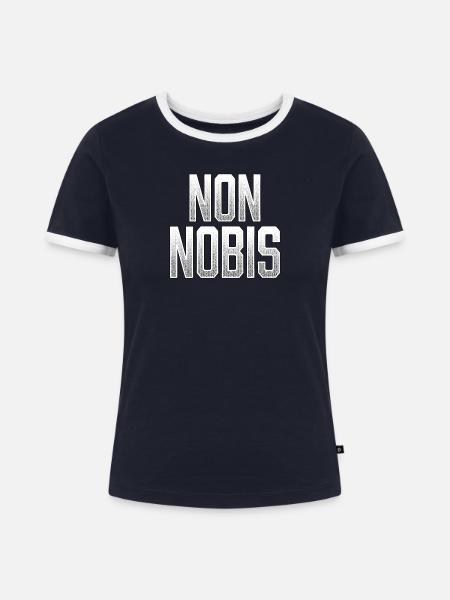 Kettenhemd Non Nobis Bibel - Frauen Kontrast-T-Shirt - Navy/Weiß 