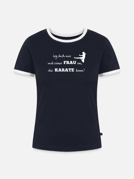 Karate Frau - Frauen Kontrast-T-Shirt - Navy/Weiß