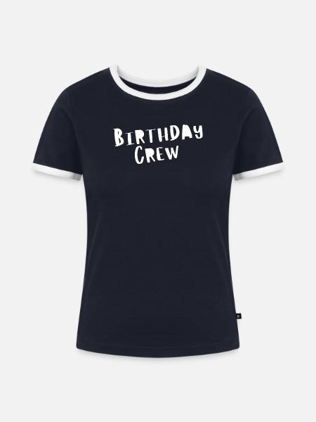 Birthday Crew - Frauen Kontrast-T-Shirt - Navy/Weiß 