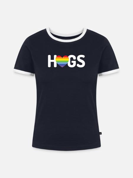 LGBT-Umarmungen - Frauen Kontrast-T-Shirt - Navy/Weiß
